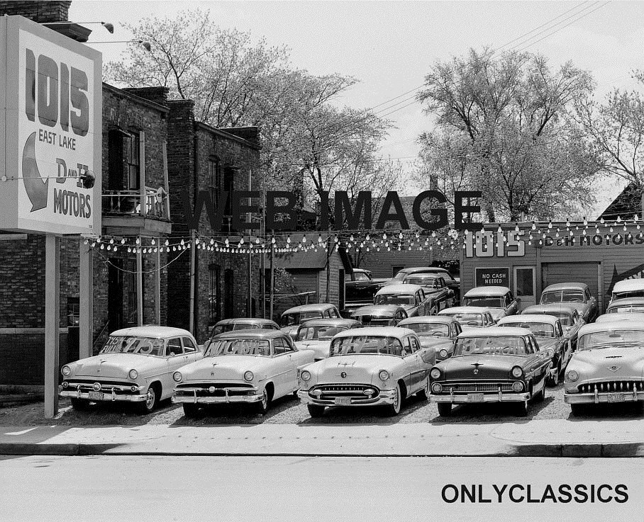 50's USED CAR AUTO DEALER OLD CAR LOT AUTOMOBILIA PHOTO AMERICANA