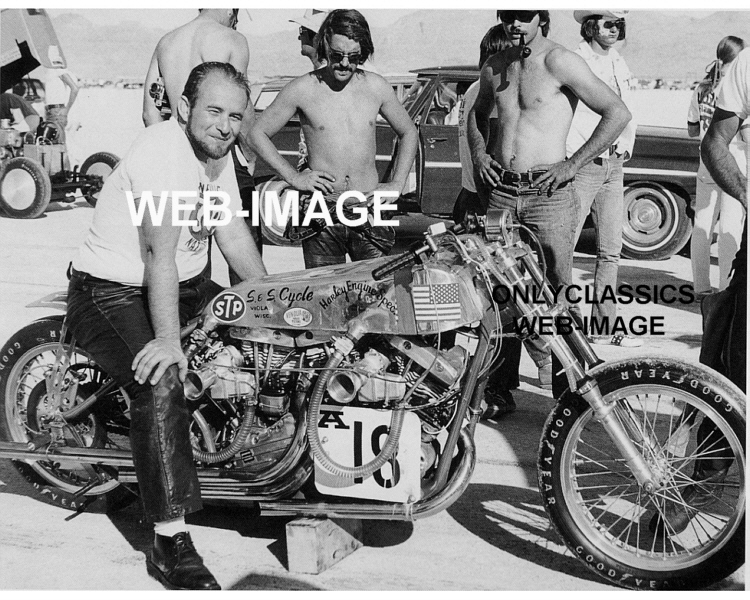 1972 Harley Davidson Twin Engine Motorcycle Racing Photo Bonneville
