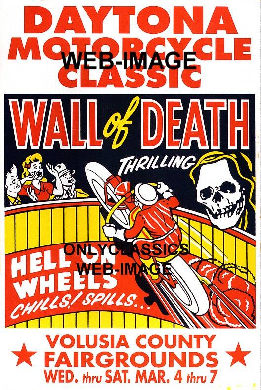 ... FL MOTORCYCLE WALL OF DEATH POSTER DAREDEVIL RACING-THRILLS -CHILLS