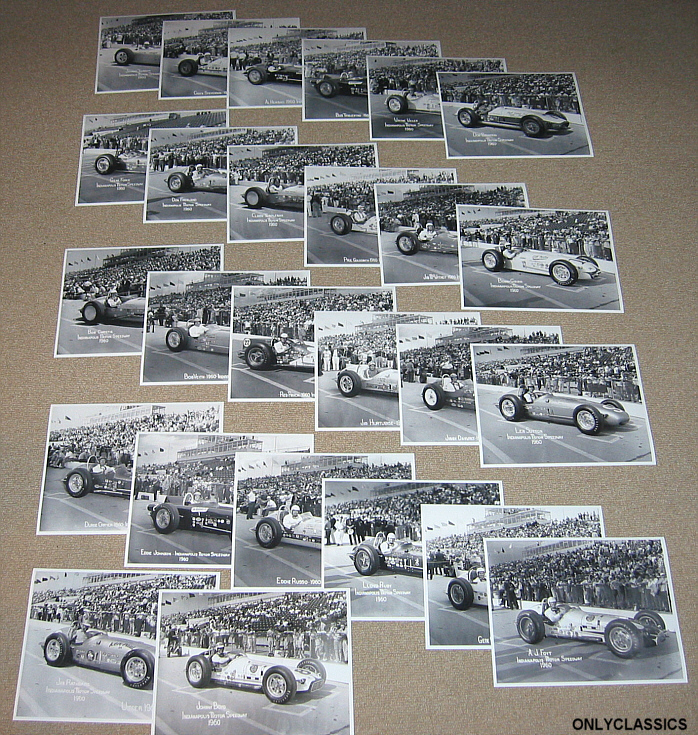 1960 INDY 500 PHOTO LOT of 26 AUTO RACING OFFY RACE CAR
