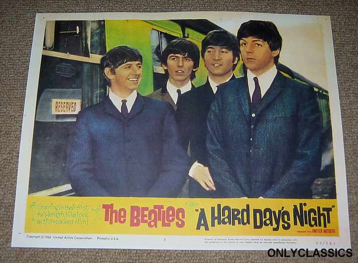 1964 THE BEATLES BY TRAIN HARD DAY'S NIGHT MOVIE POSTER