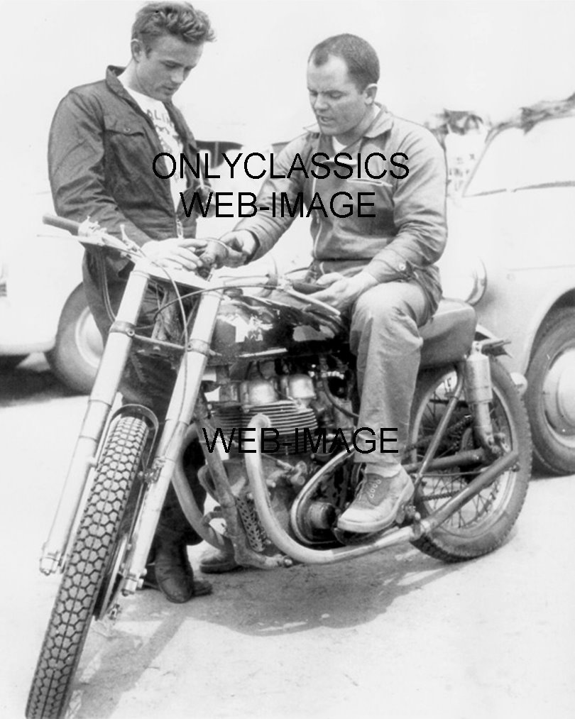 COOL MAN JAMES DEAN MATCHLESS MOTORCYCLE RACING CANDID PHOTO HOLLYWOOD