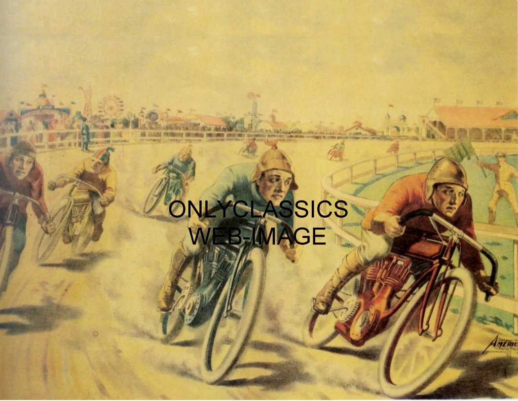 OLD VINTAGE MOTORCYCLE RACING SPEEDWAY RACETRACK ART GRAPHICS RACER