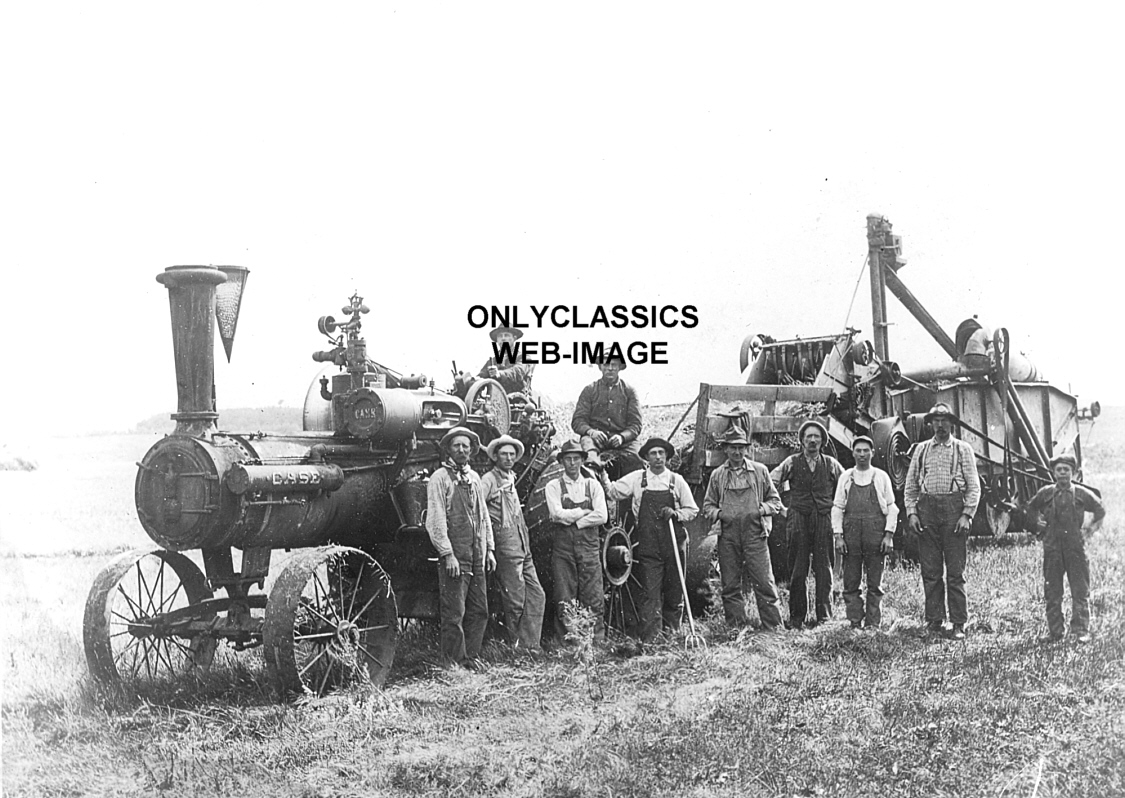 1905 VINTAGE CASE STEAM TRACTOR GROUP MEN FARM FARMER THRASHER PHOTO