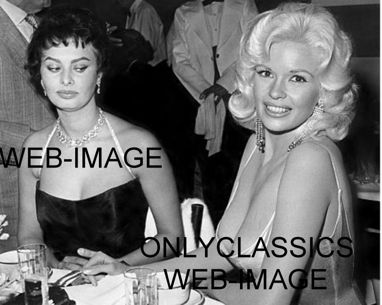 Sophia Loren Peeking A Look At Jane Mansfield Sexy Candid